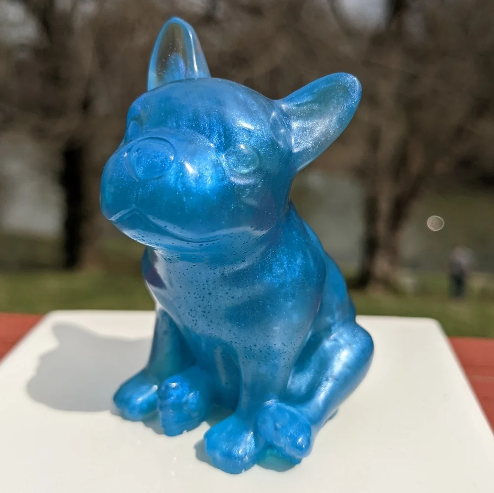 Blue Frenchie Bulldog Handmade Resin Art Cute OOAK Dog Dogs Pet - Picture 3 of 10